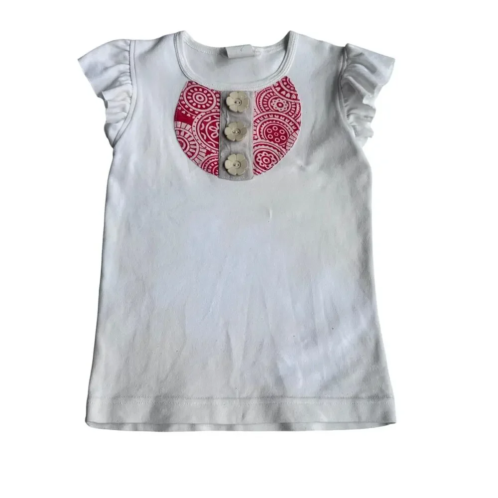 Hannah Kate White Decorative Girls Tee Size 8
